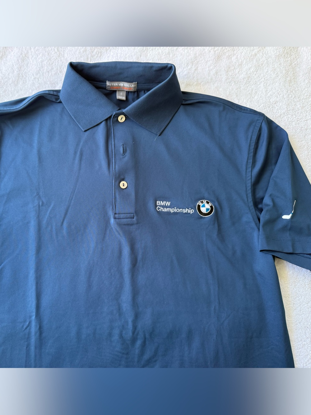 Peter Millar Men's Polo in Navy Blue with BMW Championship Patch